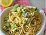 Spaghettis à l'avocat, au yaourt et au citron