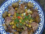 Tajine côtelettes d'agneau, artichauts, olives et citrons confit