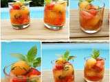 Verrines de melon, fraises et menthe