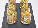 Verrines tartare légumes crevettes