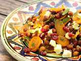 Salade de pois chiches, carottes, feta et canneberges