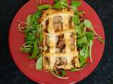 Feuilletés boudin blanc truffé et compotée pommes échalotes