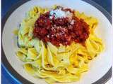 Tagliatelles lassés d'être mangées à la Carbonara ou à la bolognaise recherchent désespérément un coulis original pour consommation immédiate et plus si affinités: coulis de Chorizo