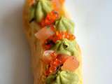 Eclair truite-avocat-wasabi, selon Christophe Adam