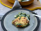 Gratin de ravioles au bleu et aux épinards