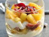 Verrine de chèvre frais, pomme et magret de fumé