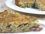 Quiche sans pâte, oignons, lardons et champignons