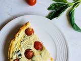 Clafoutis de tomates cerises au fromage de chèvre et au basilic