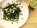 Gaspacho vert et salade de haricots, féta, vinaigrette au miel