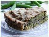 Tourte printanière, pâte fine à l'huile d'olive et légumes verts