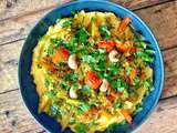 Polenta crémeuse au lait coco et légumes sautés