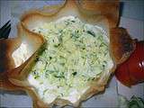 Tartelettes chèvre courgette sur feuilles de bricks