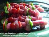 Brochettes chipolatas, poulet bien garnies