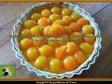 Tarte aux abricots sur une couche de fromage blanc