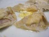 Raviolis aux oeufs de caille, ricotta et coppa pour Culinos Version