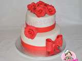 Gateau pour un double anniversaire de mariage, 50 ans et 25 ans. Je l'ai fait en rouge