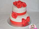 Gateau pour un double anniversaire de mariage, 50 ans et 25 ans. Je l'ai fait en rouge