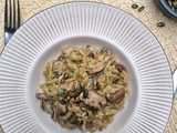 Orzo aux champignons et fromage frais aux herbes façon risotto