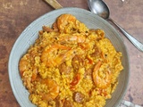 Risotto chorizo gambas coco