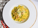 Risotto de coquillettes, jambon et petits pois